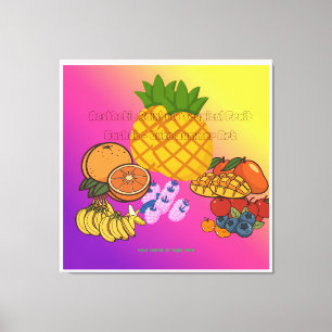 Esthetische Regenboog Tropische Fruitmand Schattig Canvas Afdruk