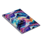 Esthetische regenboogkleuren agate glitter textuur notitieboek (Rechterzijde)