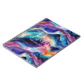 Esthetische regenboogkleuren agate glitter textuur notitieboek (Linkerzijde)