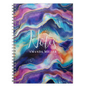 Esthetische regenboogkleuren agate glitter textuur notitieboek (Voorkant)