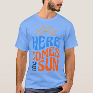 Esthetische retro  hier komt de zon t-shirt