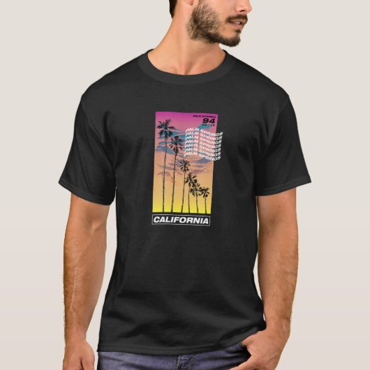 esthetische Retro Palm Springs Californië T-shirt (Voorkant)