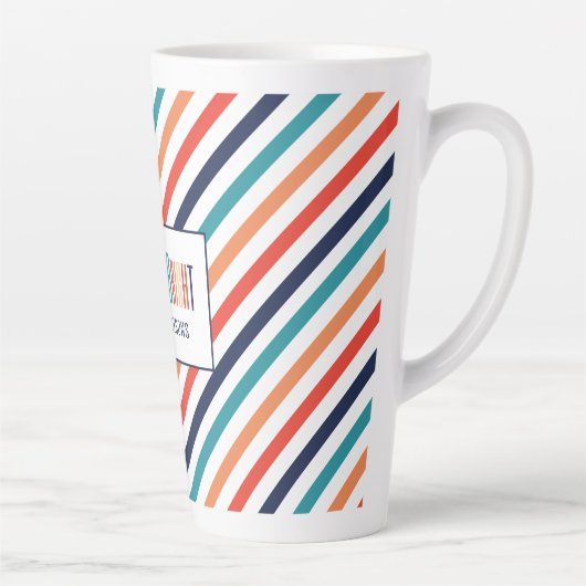 Esthetische Retro Stripes Kleurrijke Lijnen Kerstm Latte Mok (Rechts)