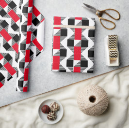 esthetische rode en zwarte klassieke kleurgeometri cadeaupapier