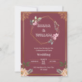 Esthetische rode gouden bruiloft uitnodiging (Voorkant)