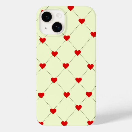 Esthetische rode harten raster hoesje voor telefoo (Achterkant)