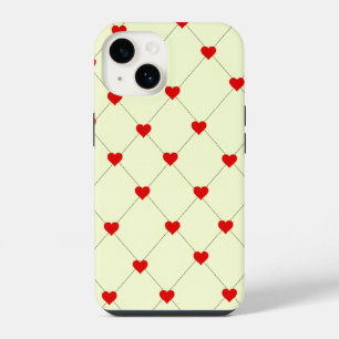 Esthetische rode harten raster hoesje voor telefoo iPhone 14 hoesje