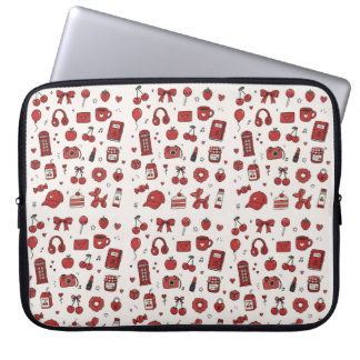 Esthetische rode krabbelpatroon laptophoes | laptop sleeve