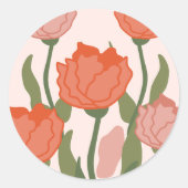 Esthetische Rood en Roze Ronde Sticker (Voorkant)