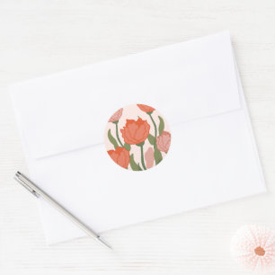 Esthetische Rood en Roze Ronde Sticker