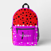Esthetische Rood & Roze Kleur - Naam Monogram Bedrukte Rugzak (Voorkant)