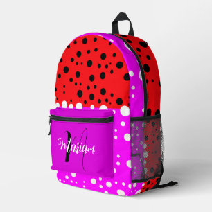 Esthetische Rood & Roze Kleur - Naam Monogram Bedrukte Rugzak