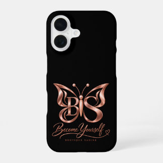 Esthetische Rose Goud Vlinder Zwarte iPhone 16 Hoe Hoesje