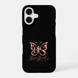 Esthetische Rose Goud Vlinder Zwarte iPhone 16 Hoe Hoesje
