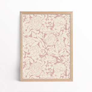 Esthetische Roze Beige Pioen Roos Bloem Botanisch Poster