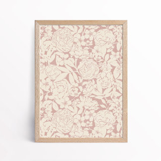 Esthetische Roze Beige Pioen Roos Bloem Botanisch Poster