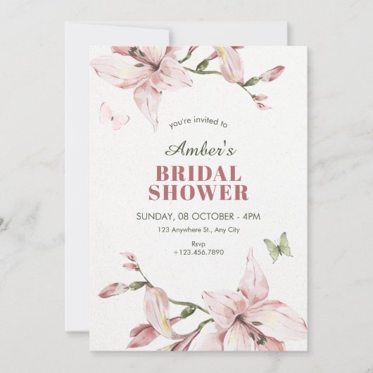 Esthetische roze bloem bloei bruiloftsdouche kaart (Voorkant)