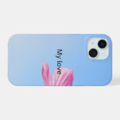 Esthetische roze bloem Hoesje iPhone 15 Case (Achterkant horizontaal)