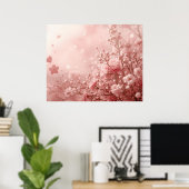 Esthetische roze bloemen op een Valentijnsdagmuur Poster (Thuiskantoor)