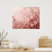 Esthetische roze bloemen op een Valentijnsdagmuur Poster (Keuken)