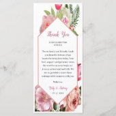 Esthetische Roze Bloesem Tafel Dankkaart Programmakaart (Voorkant)