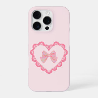 Esthetische Roze Bow Hart Telefoonhoes iPhone 16 Pro Hoesje