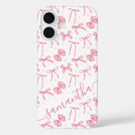 Esthetische Roze Coquette Strik Met Eigen Naam  iPhone 16 Hoesje