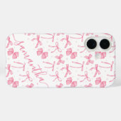 Esthetische Roze Coquette Strik Met Eigen Naam Case-Mate iPhone Case (Achterkant (horizontaal))