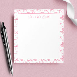 Esthetische Roze Coquette Strik Met Eigen Naam  Notitieblok