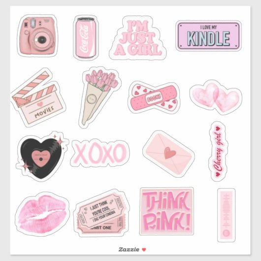 Esthetische Roze Cute Sticker Set (Vel)