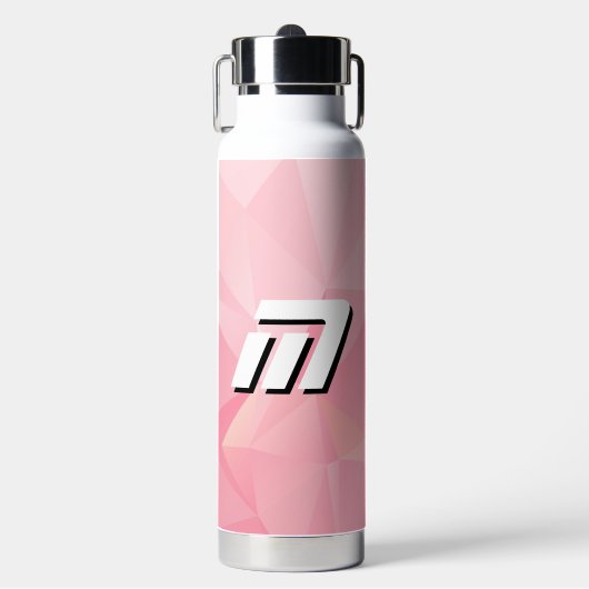Esthetische Roze Geometrische Polygoon Moderne Mon Waterfles (Voorkant)