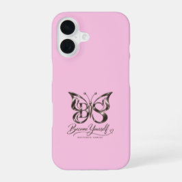 Esthetische Roze Gouden Vlinder Blush iPhone 16 Ho Hoesje