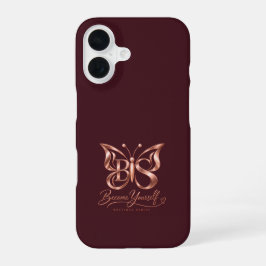 Esthetische Roze Gouden Vlinder Burgundy iPhone 16 Hoesje
