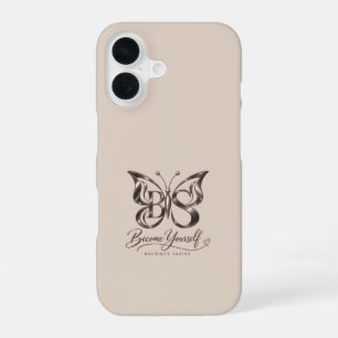 Esthetische Roze Gouden Vlinder Cashmere Beige iPh iPhone 16 Hoesje