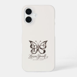 Esthetische Roze Gouden Vlinder Warm Ivoor iPhone  16 Hoesje