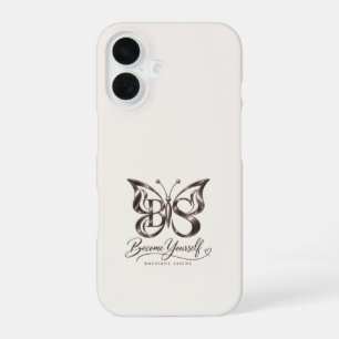 Esthetische Roze Gouden Vlinder Warm Ivoor iPhone 16 Hoesje