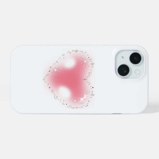 Esthetische  Roze Hart Telefoonhoes iPhone 15 Case (Achterkant horizontaal)