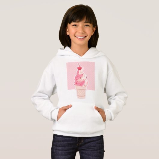 Esthetische Roze Ice Cream Hoodie 01 (Voorkant volledig)