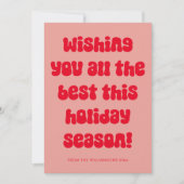 Esthetische Roze Rode Typografie Leuk Retro Kerstm Feestdagenkaart (Voorkant)