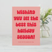 Esthetische Roze Rode Typografie Leuk Retro Kerstm Feestdagenkaart (Staand voorkant)