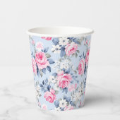 Esthetische roze rozen bloemmotief papieren bekers (Achterkant)