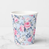 Esthetische roze rozen bloemmotief papieren bekers (Voorkant)