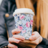 Esthetische roze rozen bloemmotief papieren bekers