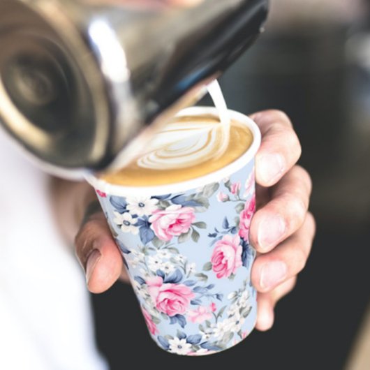 Esthetische roze rozen bloemmotief papieren bekers