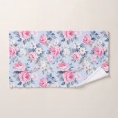 Esthetische roze rozen witte bloemen patroon bad handdoek (Handdoek)