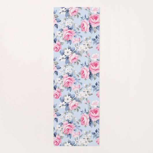 Esthetische roze rozen witte bloemen patroon yogamat (Achterkant)