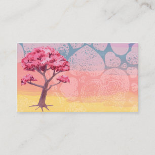 Esthetische Roze Sakura Boom Sjabloon Visitekaartje