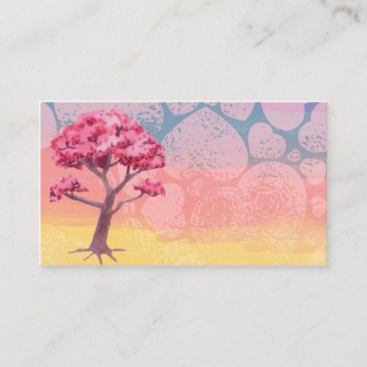 Esthetische Roze Sakura Boom Sjabloon Visitekaartje (Voorkant)
