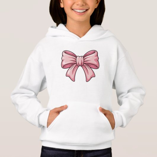 Esthetische Roze Strik Coquette Pullover Hoodie (Voorkant)