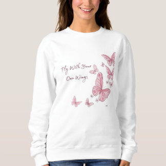 Esthetische Roze Vlinder Crewneck Sweatshirt